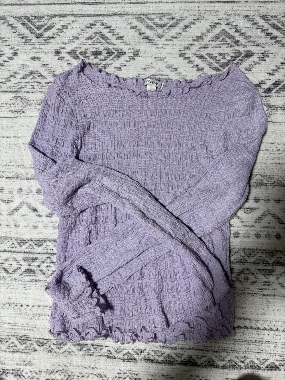 Maeve Lilac Smocked Long Sleeve Top